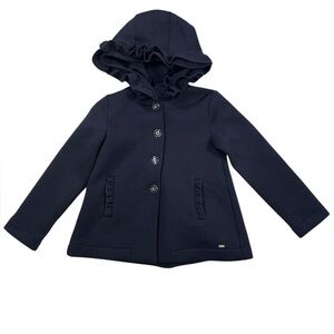 Mayoral girls size 7 Blue Ruffled Jacket With Pockets